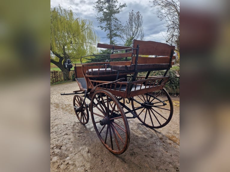 Antike historische Kutsche Linzer Wagen Holz Zweispänner