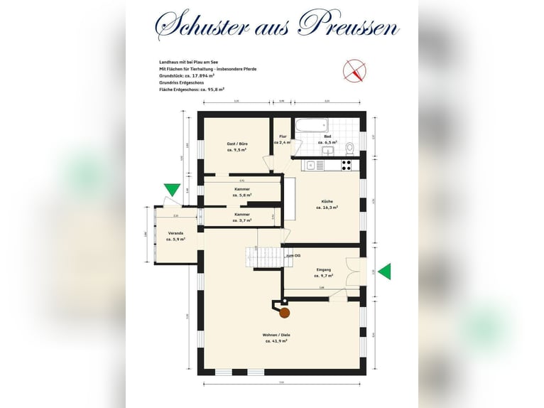 Schuster aus Preussen - Famoses Landhaus für den Pferdefreund - 1,7 ha Grundstück in malerischen Ort