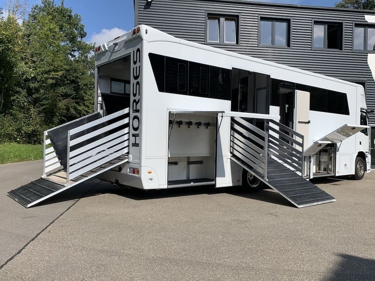 Mercedes-Benz Actros 1835 RJH Pferdetransporter Pop-Out 350 PS 5 Pferde Dusche Wohnung WC LKW