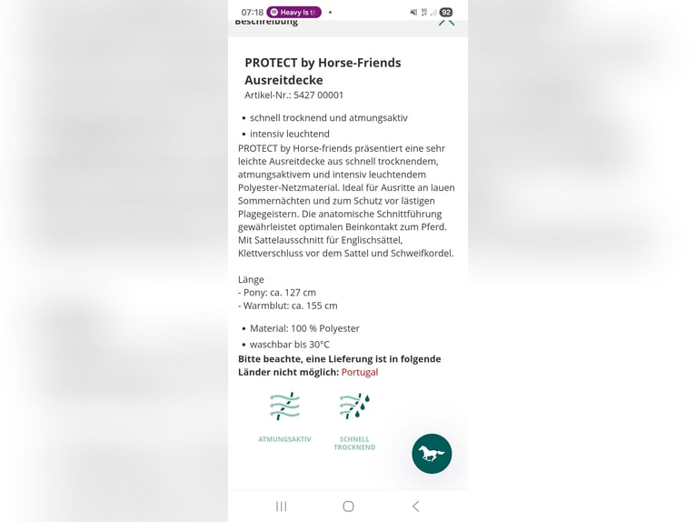 Ausreitdecke Fliegendecke