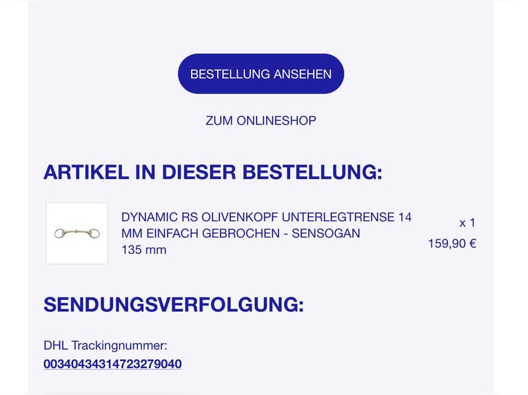 Sprenger Olivenkopftrense, einfach gebrochen