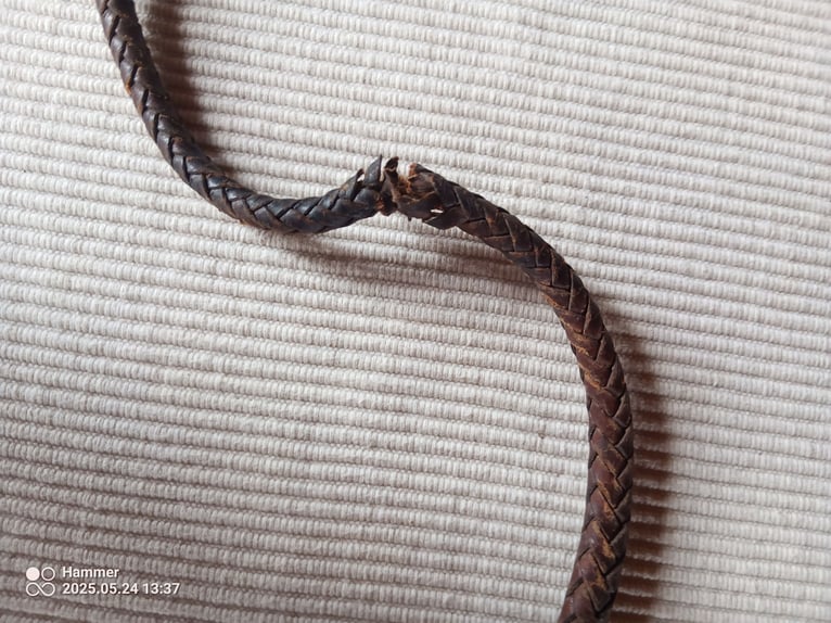 Vintage Antik Viktorianisch Edwardianisch Bambus und Leder Reiten Jagd Horn Griff