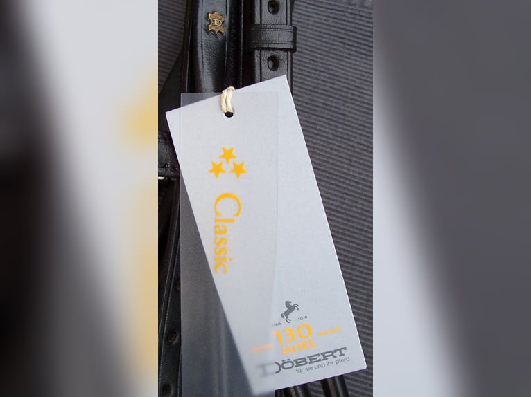 Döbert Kandare „Classic“, rundgenäht, mit Zaumhaken  Gr. WB  Neu, unbenutzt  Schwarz, weiß unterlegt