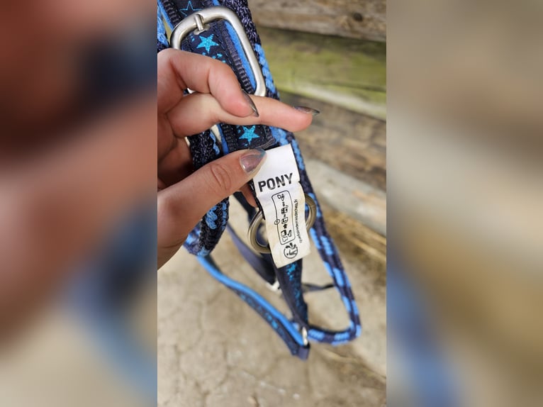 HKM Ponyhalfter + Strick in Blau