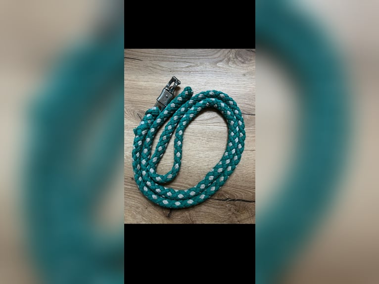 Anbindestrick Panikhaken türkis grau