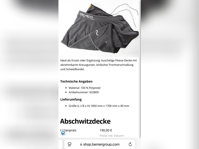 BEMER Abschwitzdecke NEU & ungetragen 145cm