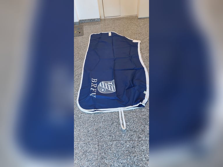 Stall- / Transportdecke neu 150 cm, blau-weiße Einfassung