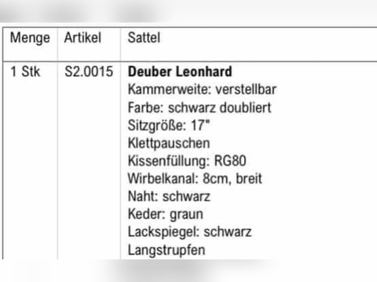 Deuber Dressursattel Leonhard 17 Zoll
