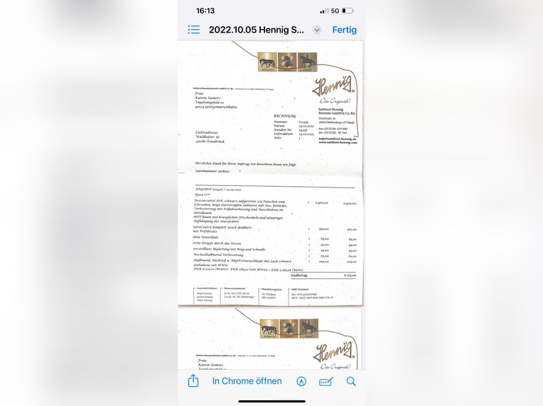 Dressursattel Hennig 17 Zoll MFT schwarz Monoblatt