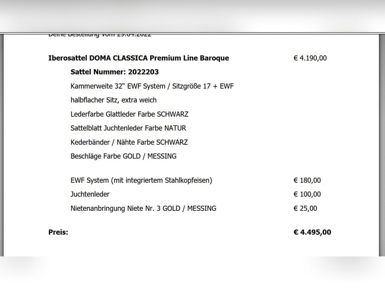 fast neuer Iberosattel mit Mohair-Schnürengurt und Filzpad