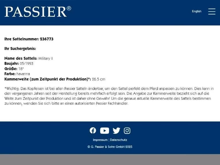 Passier Military 2, braun, Monoblatt, Spring/ Eventingsattel