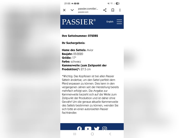 Passier Springsattel 17 Zoll
