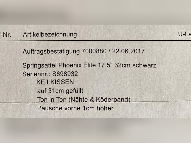Springsattel Stübben Phoenix Elite, Sitz 17.5'', 32cm, schwarz