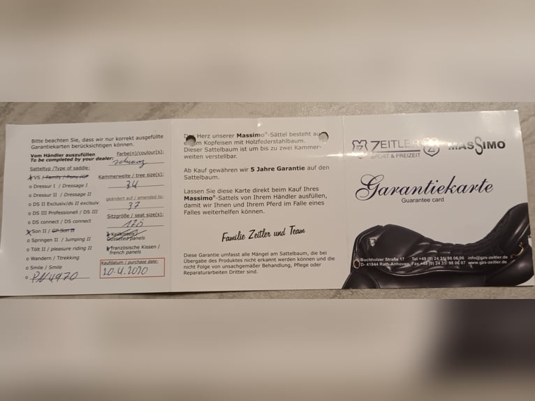 Massimo SON 2 VS Sattel mit französischen Kissen 