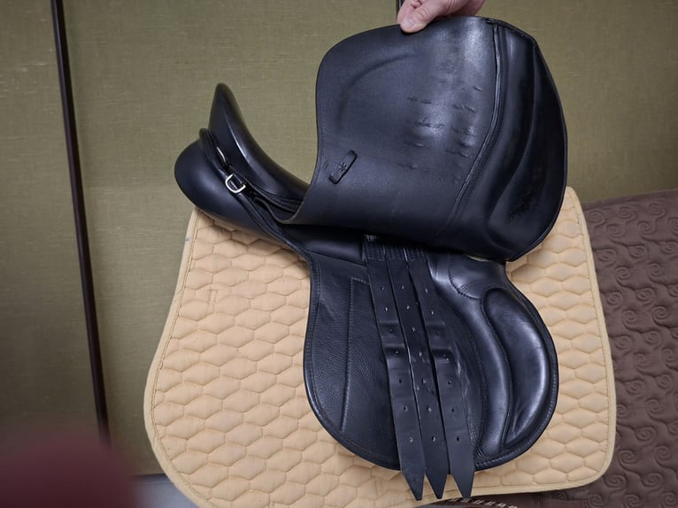 Vielseitigkeitssattel schwarz, maßgefertigt für schmales Pferd, Sitzfläche 17,5 Zoll