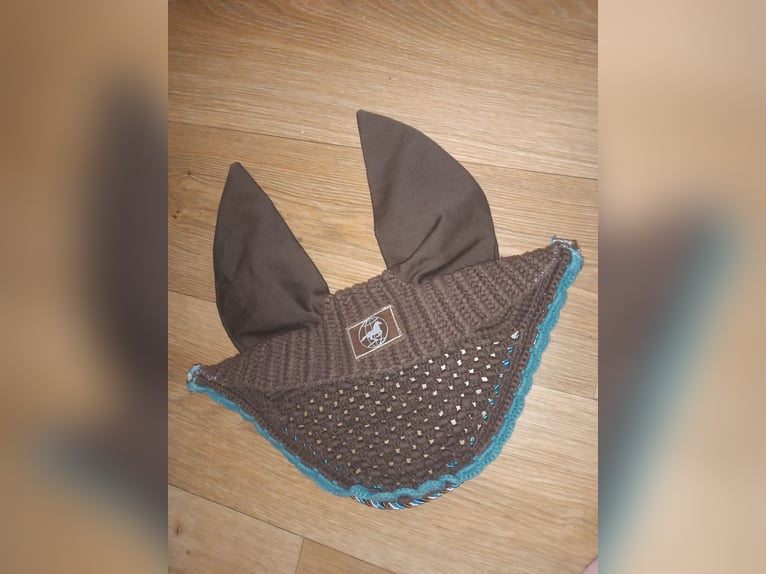 Schabracke VS + Fliegenhaube WB braun/türkis Kordel gesteppt neuwertig Sattelunterlage pferdezubehör