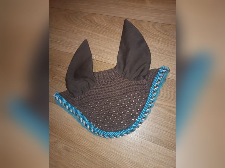 Schabracke VS + Fliegenhaube WB braun/türkis Kordel gesteppt neuwertig Sattelunterlage pferdezubehör