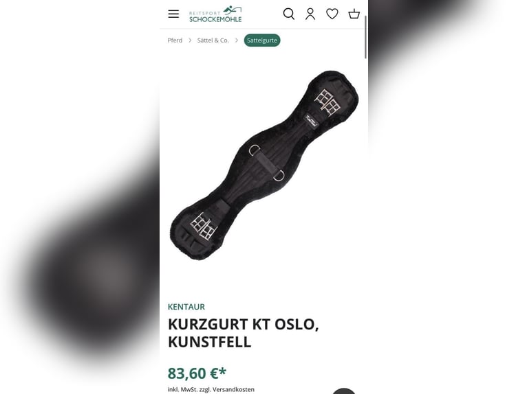 Kentaur Kurzgurt Sattelgurt 65cm schwarz Kunstfell