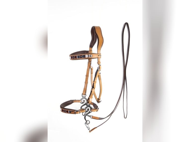 esprit bridless bridle, natur, warmblut mit music hackamore seitenteil