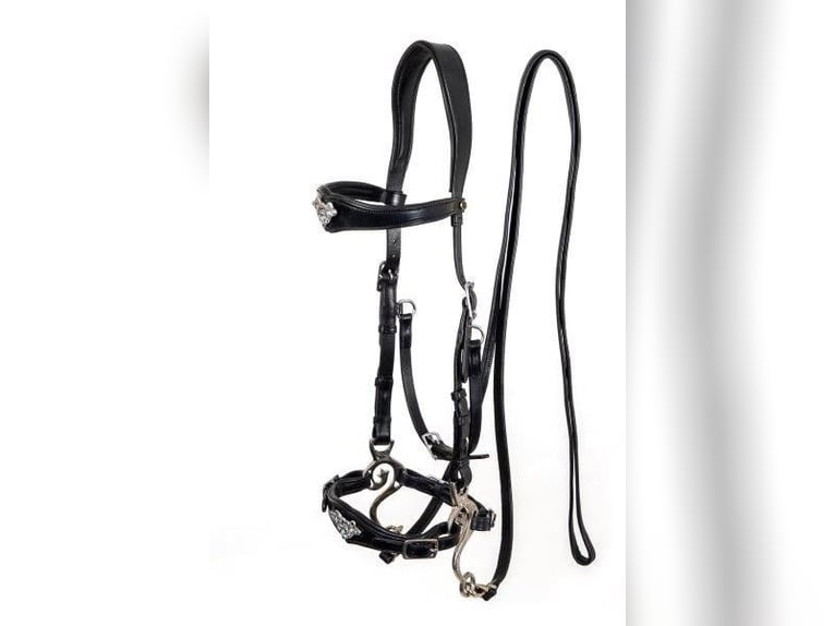 free-riding hackamore imperial edelstahl und messing, braun, schwarz- pony- kb