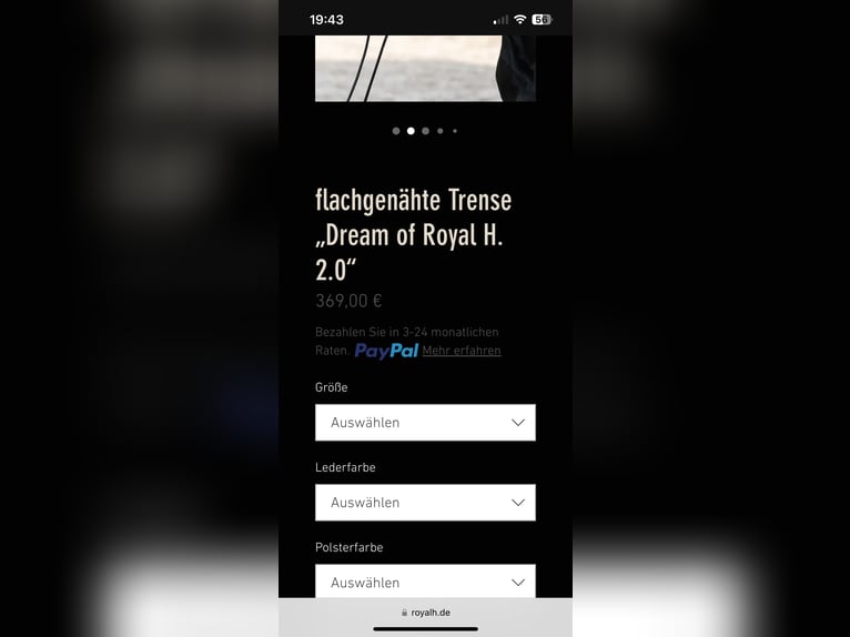 Royal H. Trense, lackiert und weiß unterlegt 