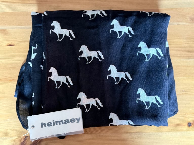Heimaey 100% Merino-Tuch/Schal mit Islandpferden in verschiedenen Farben