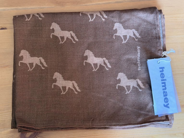 Heimaey 100% Merino-Tuch/Schal mit Islandpferden in verschiedenen Farben