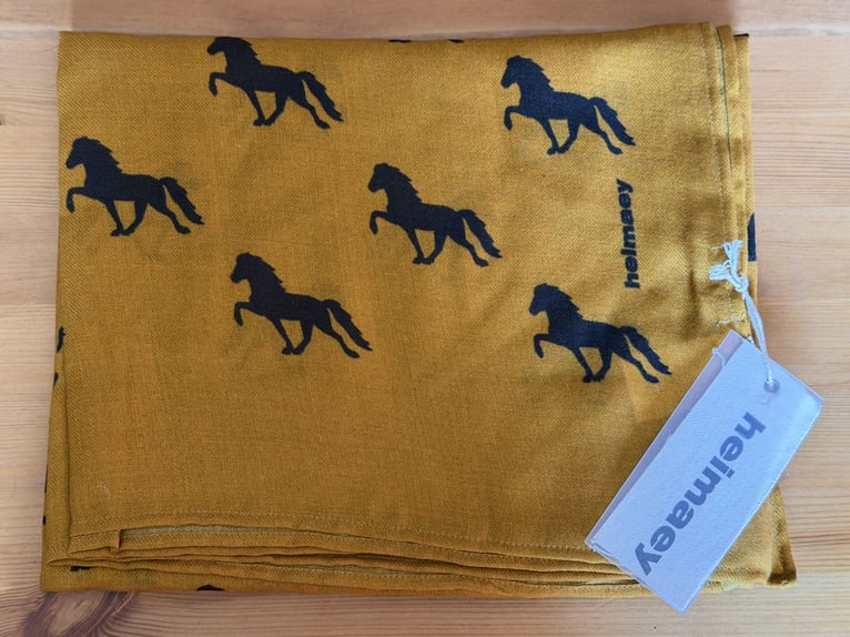 Heimaey 100% Merino-Tuch/Schal mit Islandpferden in verschiedenen Farben
