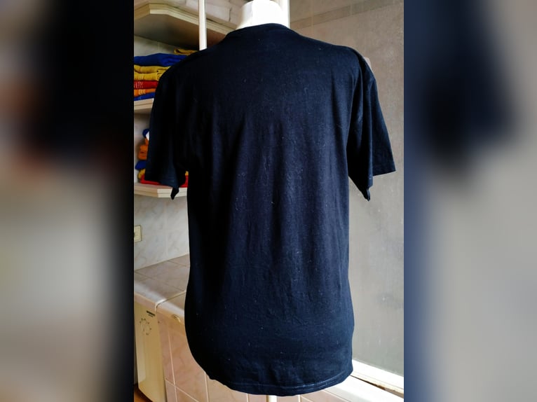 T-Shirt Unikat schwarz Gr. S mit Hotfix Strassmotiv Pferd