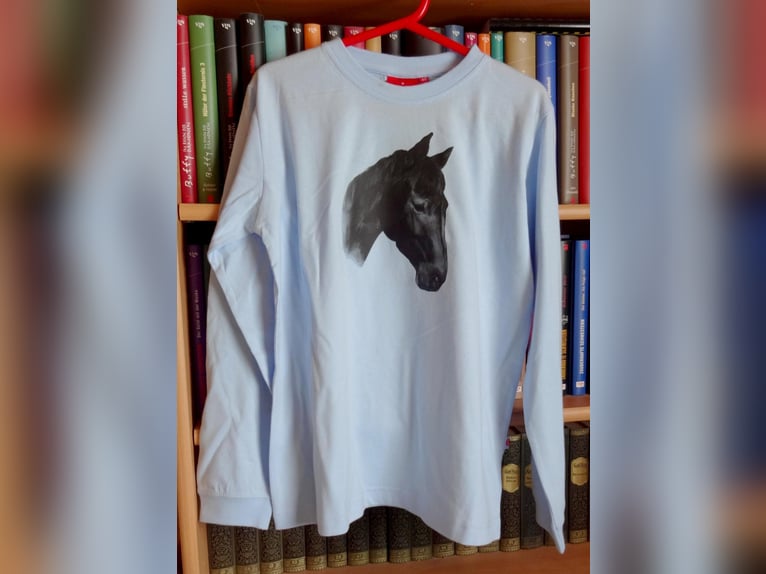 T-Shirt mit Pferdemotiv "Portrait Rappe" hellblau Gr. 140