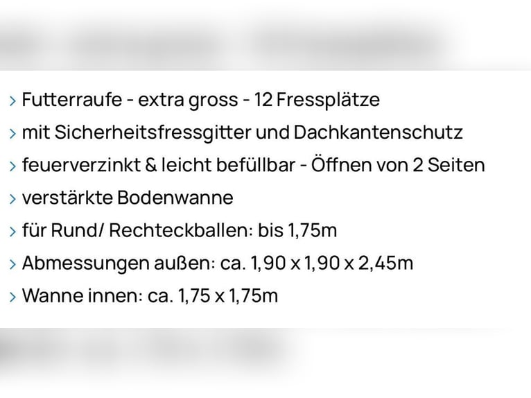 Heuraufe groß mit Sicherheitsfressgitter Pferde