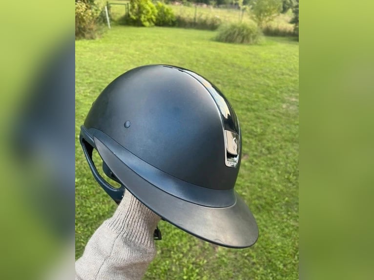Reithelm Samshield 1.0 Premium, Navy/Blau, Leder-Top, Chrome Größe M