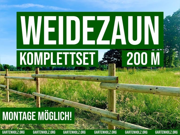 Weidezaun 200m SET Koppelzaun Pferdezaun Zaun Holz Weide Pferde