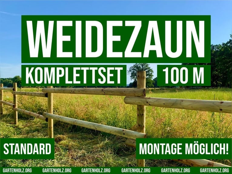 Weidezaun Koppelzaun Pferdezaun Zaun Holz Pfähle Pferd 100m SET