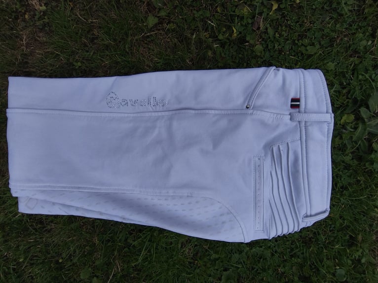 Cavallo Reithosen Cavalcalima Vollbesatz Grip Gr. 38 weiß Turnierreithose 
