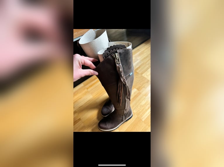 NEU Spanische Reitstiefel Leder Fettleder braun 36 ungetragen im Karton + Original Verpackung