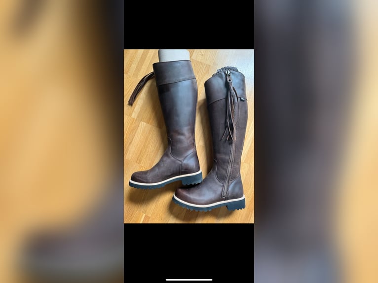 NEU Spanische Reitstiefel Leder Fettleder braun 36 ungetragen im Karton + Original Verpackung