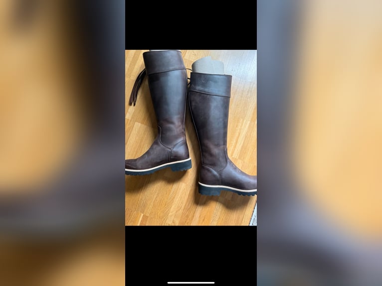 NEU Spanische Reitstiefel Leder Fettleder braun 36 ungetragen im Karton + Original Verpackung