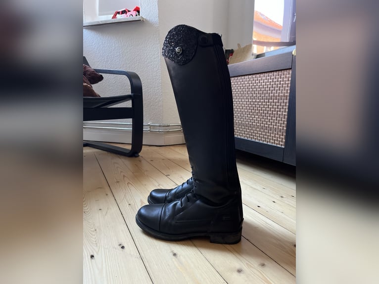 Reitstiefel Leder QHP schwarz 