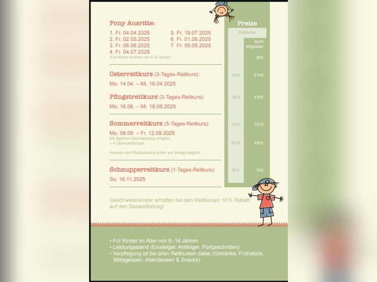 Reiterferien für Kinder - Sommer