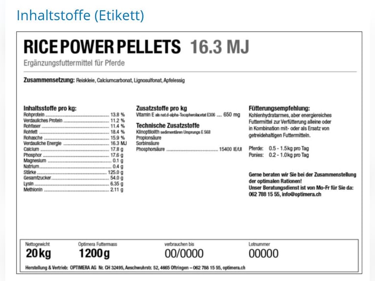 6 x 20kg NEU und UNGEÖFFNET Optimera RicePowerPellets