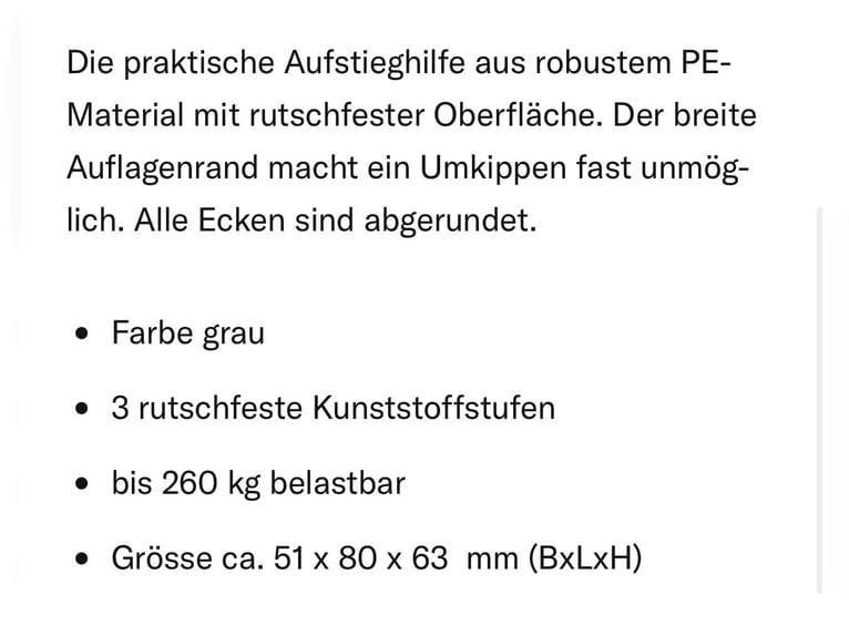 Aufstieghilfe 3 Treppen stabil bis 260 Kilo