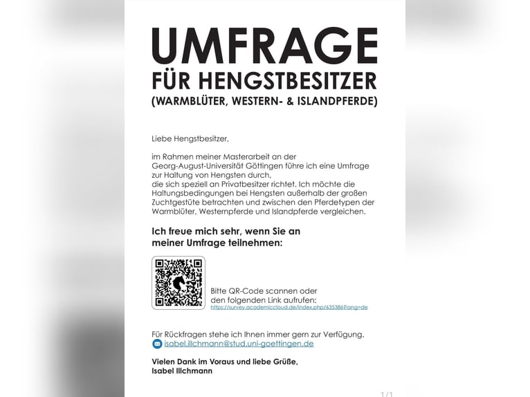 Umfrage Hengsthaltung Umfrage Hengsthaltung