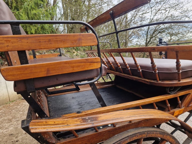 Antike historische Kutsche Linzer Wagen Holz Zweispänner