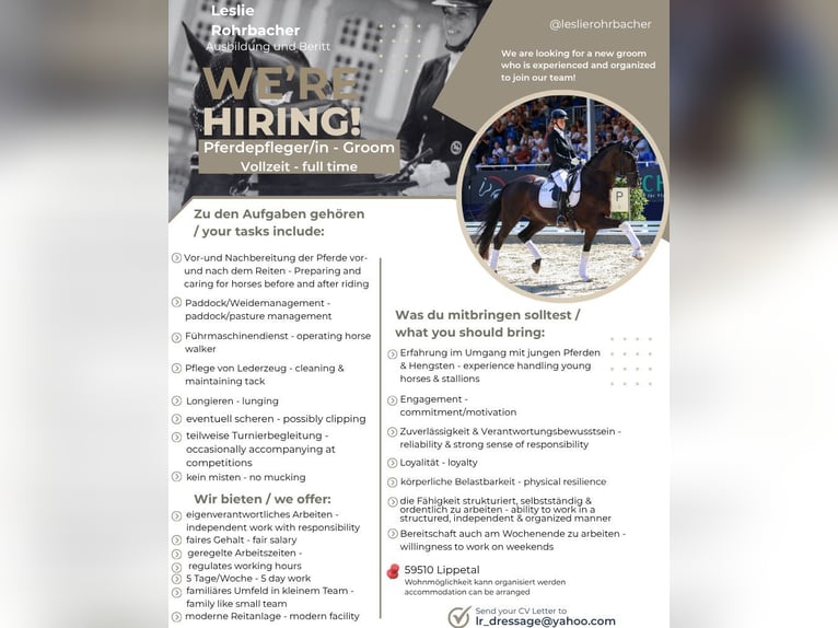 Poszukiwany/a opiekun/opiekunka koni na część etatu lub na pełny etat