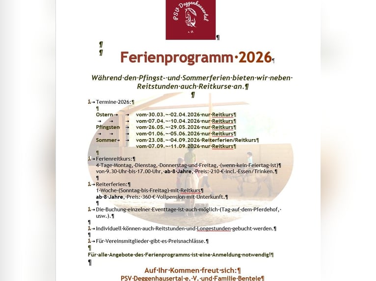 Wakacje jeździeckie / Kursy jazdy konnej w Dolinie Miłości (Bodensee)