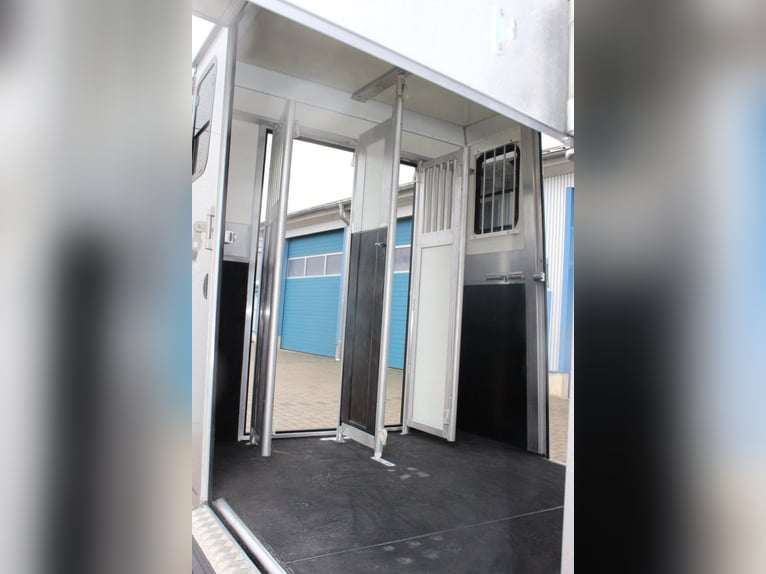 Trailer per cavalli con 2 rampe, modello nuovo, trasportatore per stalloni e cavalli, camion special