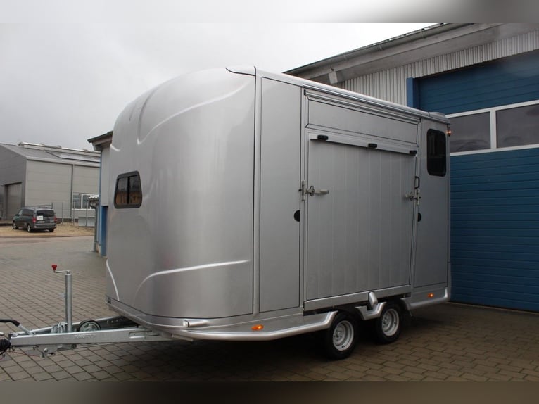 Trailer per cavalli con 2 rampe, modello nuovo, trasportatore per stalloni e cavalli, camion special