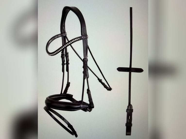 Bellissima testiera Anky con redini cuoio nero misura full nuova