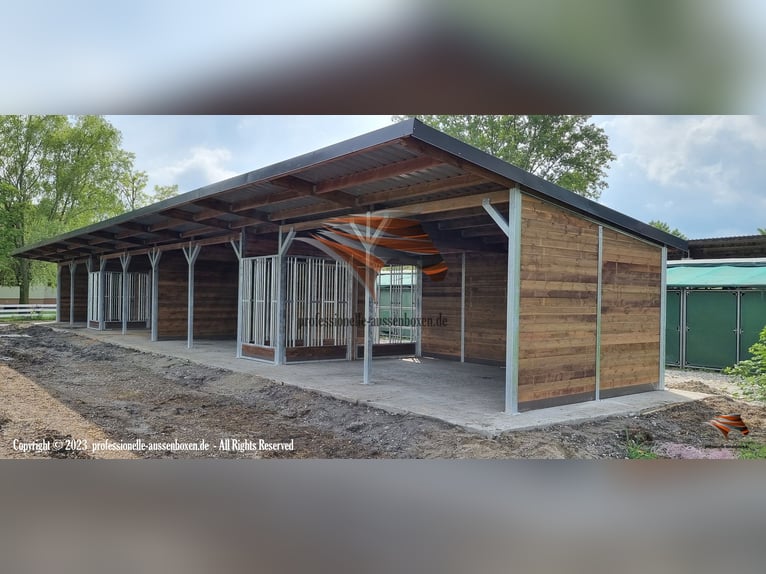Riparo per cavalli - Costruzione di paddock aperti e stalle all'aperto, rifugio per il pascolo | Acq